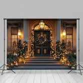 Lofaris Gold Flitter Licht Kranz Villa Weihnachten Hintergrund